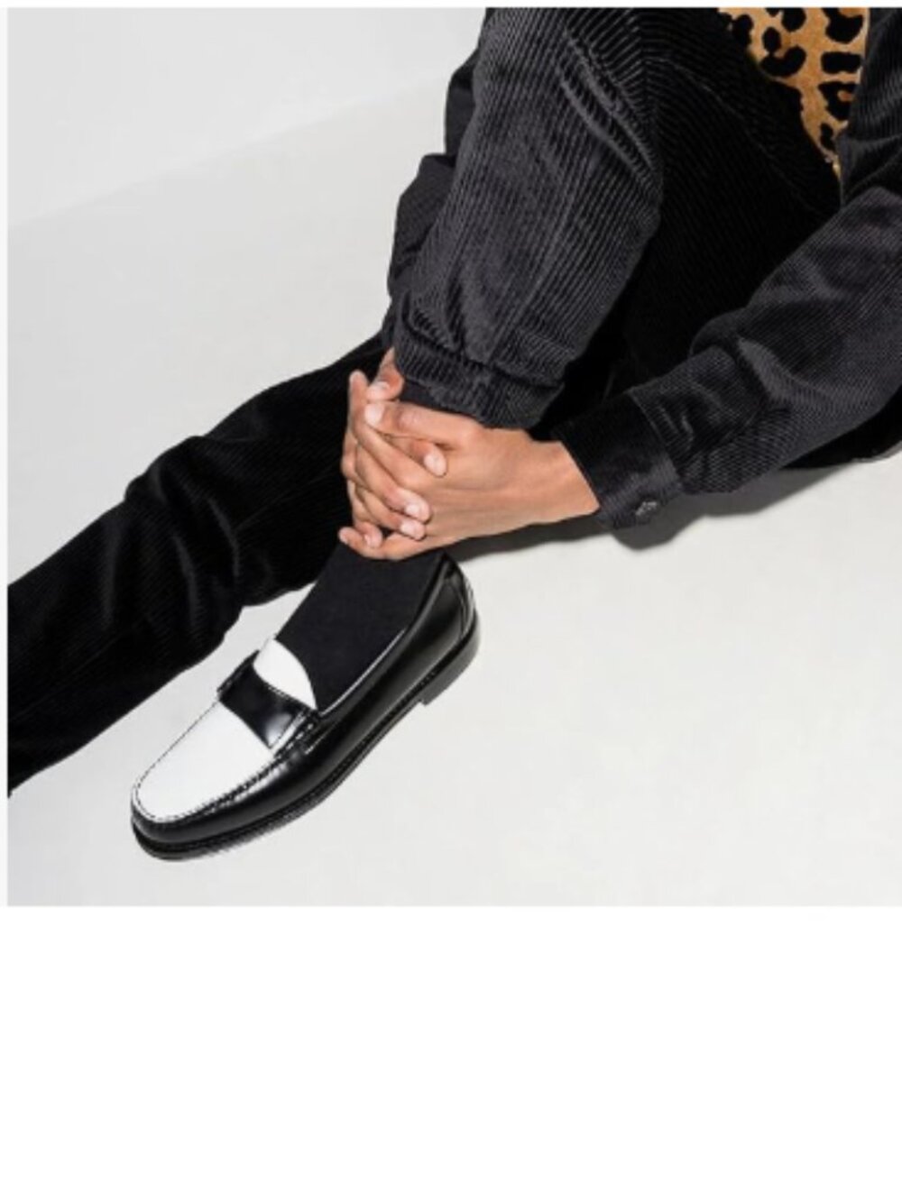 FOWT Black/White Men Stylish Round Toe Slip On Loafers Comfy Low Heel Shoes